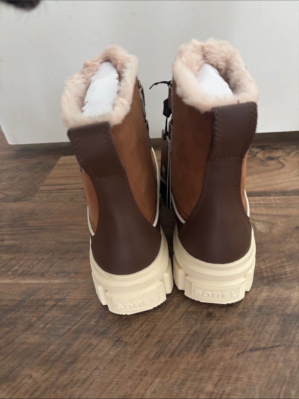 Sorel Brown and Cream Faux-Fur Lace-Up Winter Boots - Picture 3 of 6